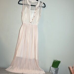 Maison Jules Gingham Pink White Sleeveless Maxi Dress XS